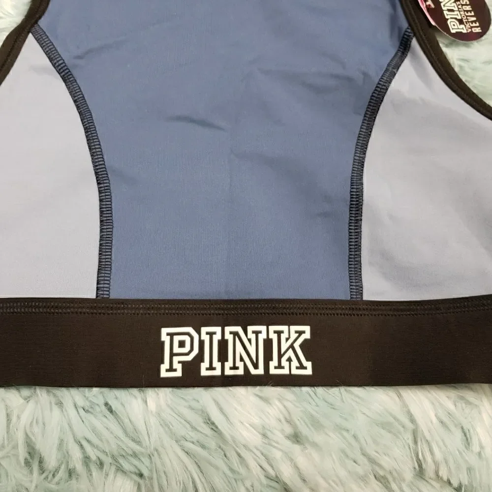 VS Pink Gray Reversible Unlined Sports Bra Small